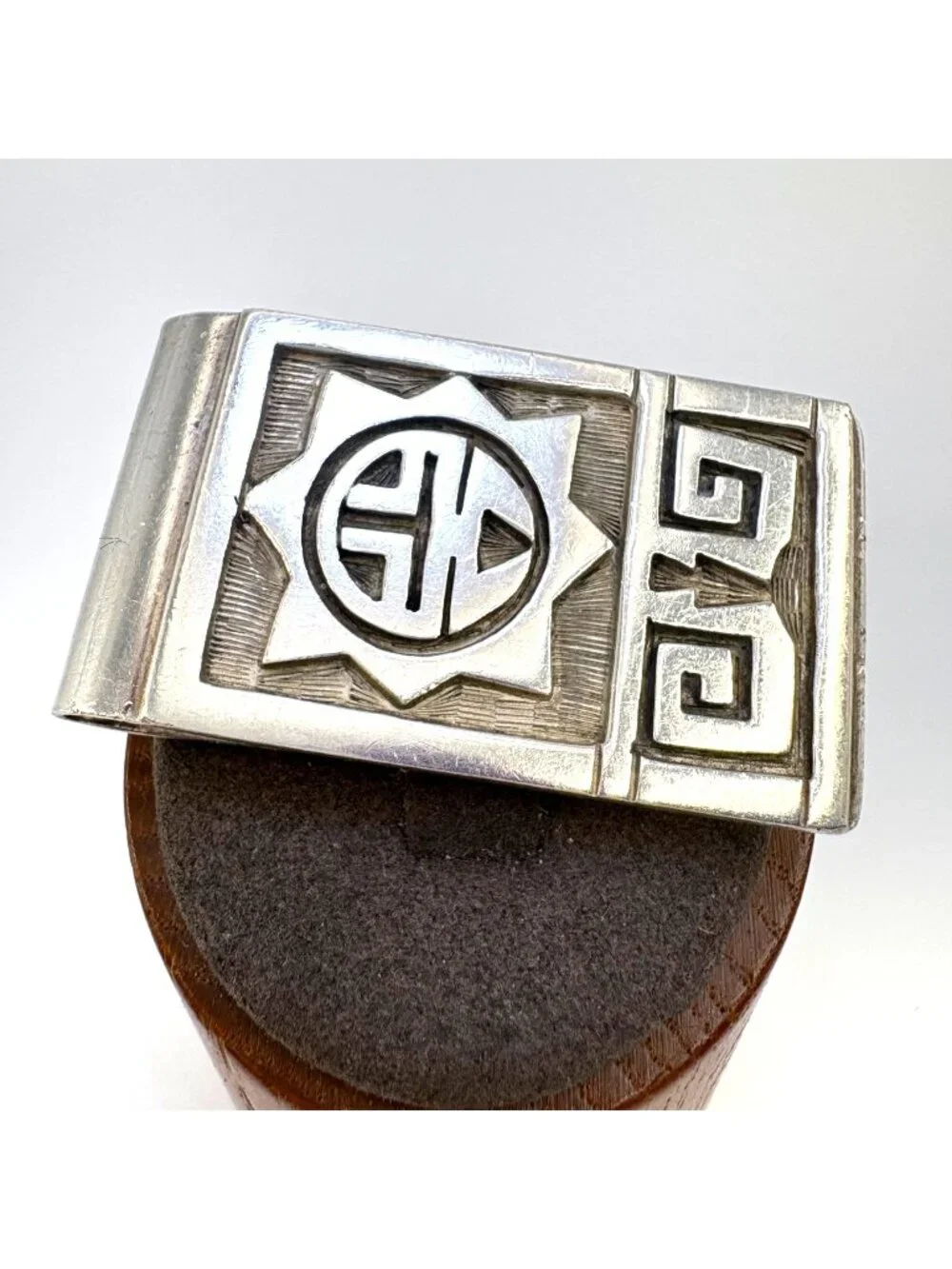 Aztec Design Money Clip Sterling Silver 925 Size 2